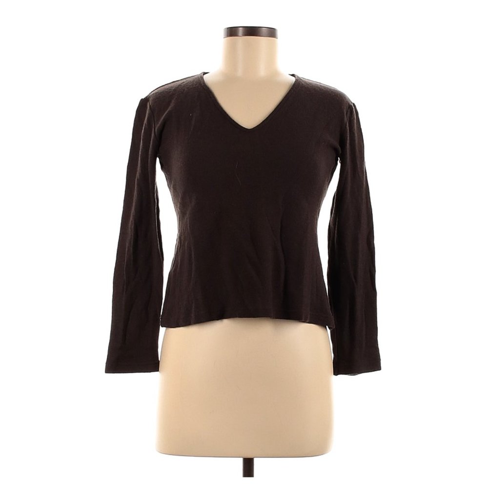 Giorgio Armani Le Collezioni V-neck Pullover Sweater Brown Sz 6 #377